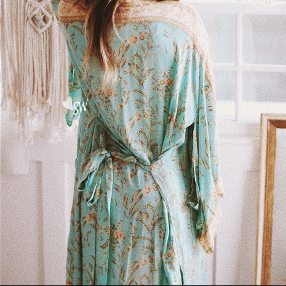 Boho Floral Print Maxi Duster Kimono Coverup - Picture 6 of 12
